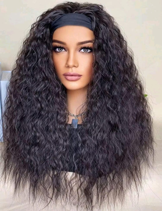 Dark brown headband human hair